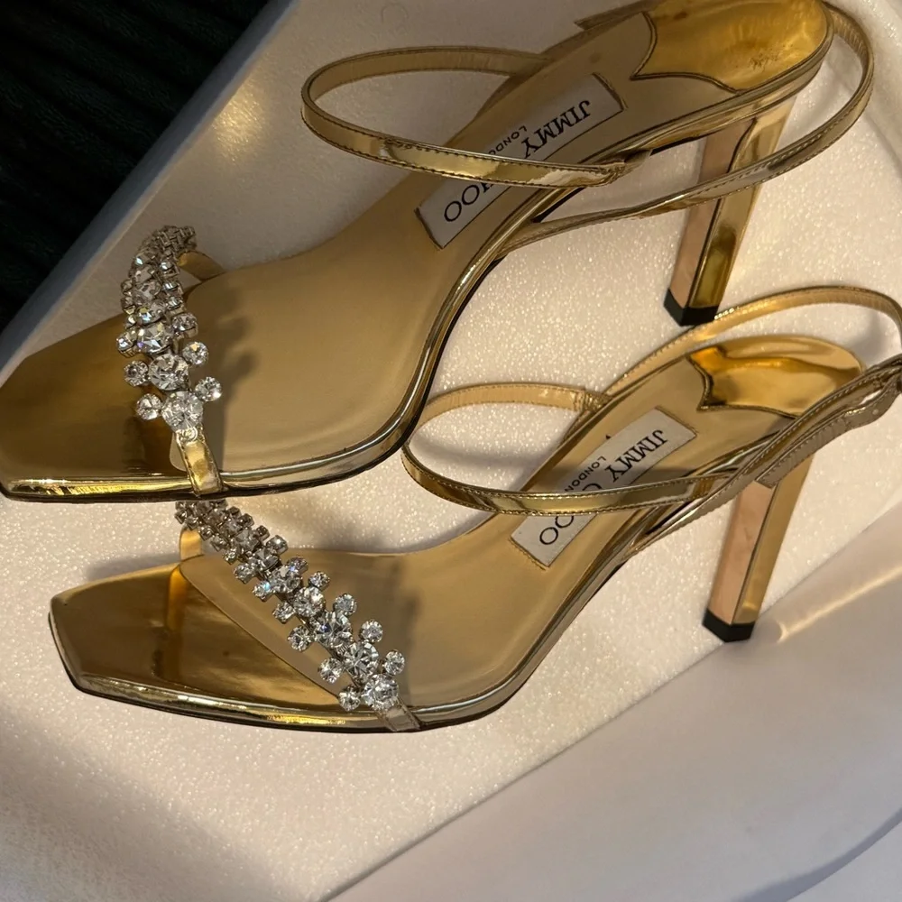 Jimmy Choo Gold Crystal Embellished Heels